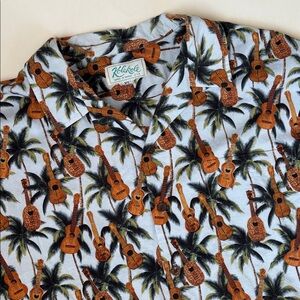 Kolekole Vintage USA Ukulele Blue Hawaiin Tropical Short Sleeve Shirt Men’s XL